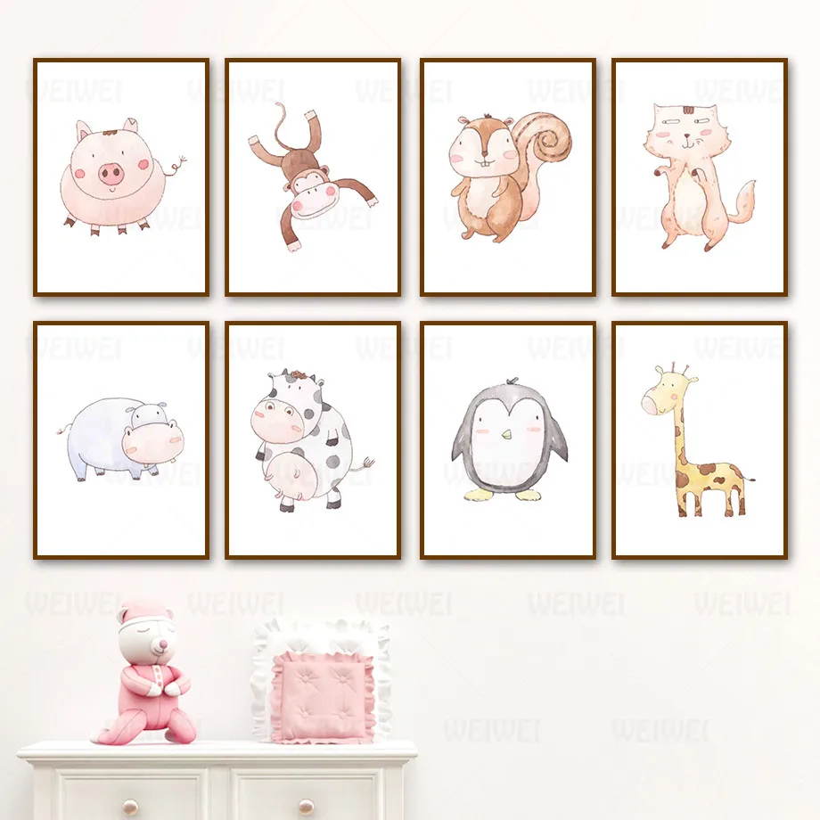 Wall Pictures Canvas Cute Cat Hippo Pig Monkey Squirrel Cow Giraffe Wall Art Canvas Painting Nordic Posters and Prints Kids Room
Wall Pictures Canvas Cute Cat Hippo Pig Monkey Squirrel Cow Giraffe Wall Art Canvas Painting Nordic Posters and Prints Kids Room