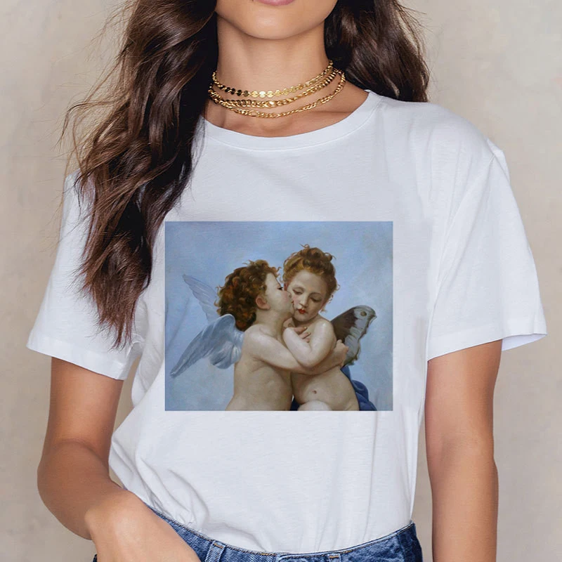 Top Tees Female Angel Kawaii Printed Women T Shirt Short Sleeved O-neck T-shirt Vintage Tshirt Harajuku Ullzang Top
Top Tees Female Angel Kawaii Printed Women T Shirt Short Sleeved O-neck T-shirt Vintage Tshirt Harajuku Ullzang Top