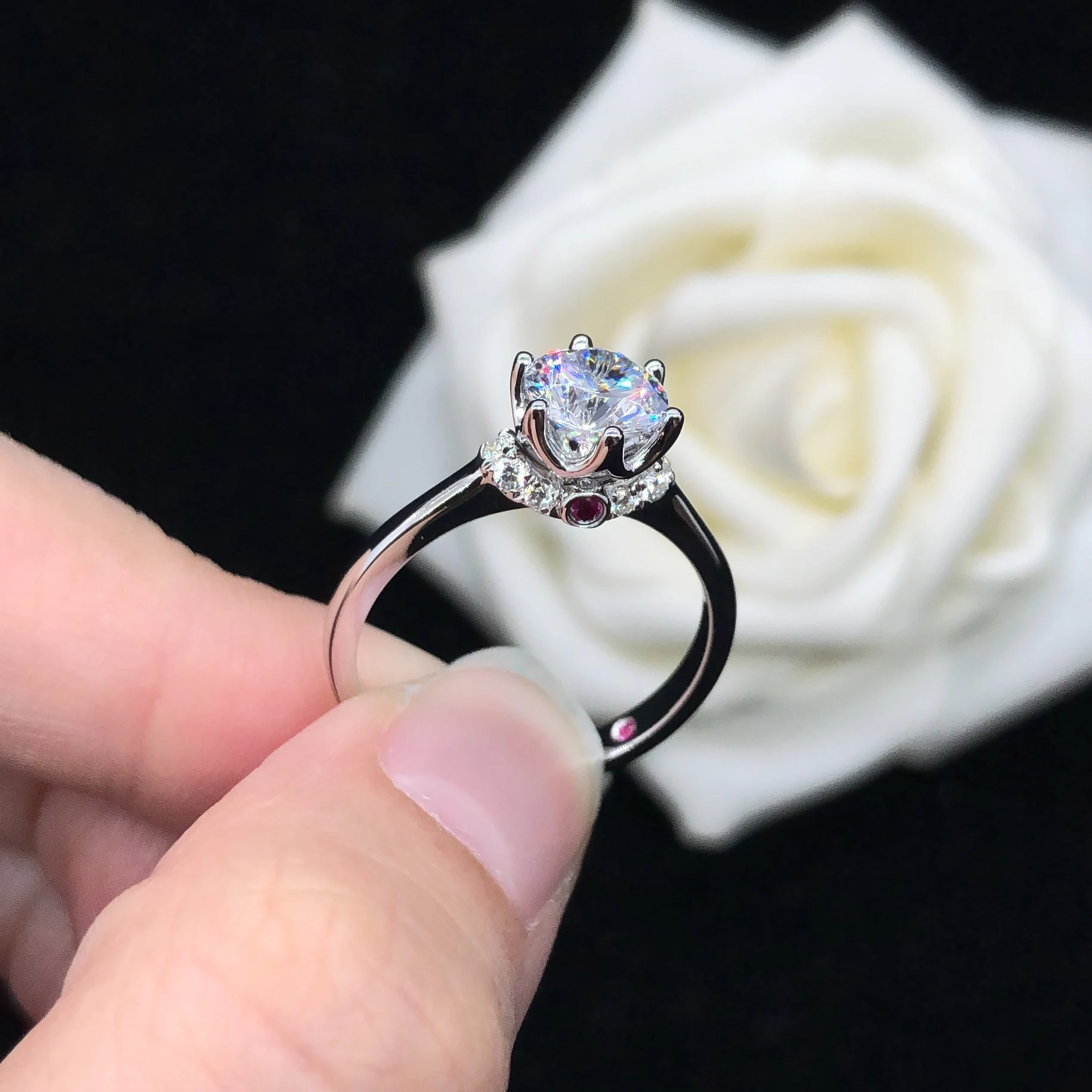 

Элегантное обручальное кольцо с муассанитом 1 карат 6,5 мм D цвета VVS1, обручальное кольцо из белого золота AU750 18K, свадебные украшения