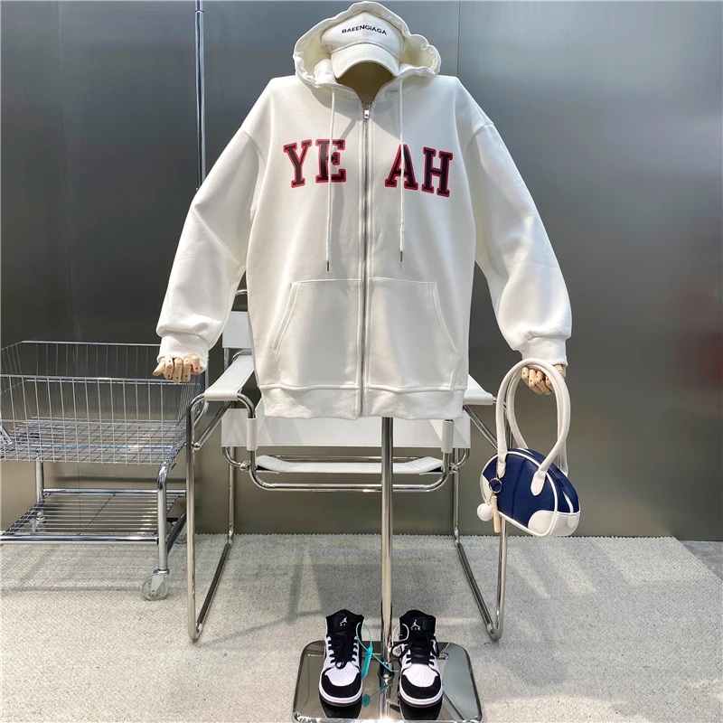 New 2021 Lazy Casual Loose Hooded Drawstring Sweater Fashionable Letter Print Versatile Sportswear Medium Length Coat
New 2021 Lazy Casual Loose Hooded Drawstring Sweater Fashionable Letter Print Versatile Sportswear Medium Length Coat