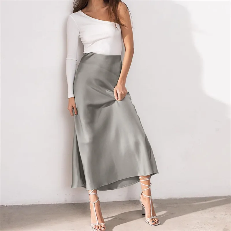 Women's Soild Satin Skirts Midi Elegant Summer Office A-line Skirt Lady High Waist Simple Long Skirt
Women's Soild Satin Skirts Midi Elegant Summer Office A-line Skirt Lady High Waist Simple Long Skirt