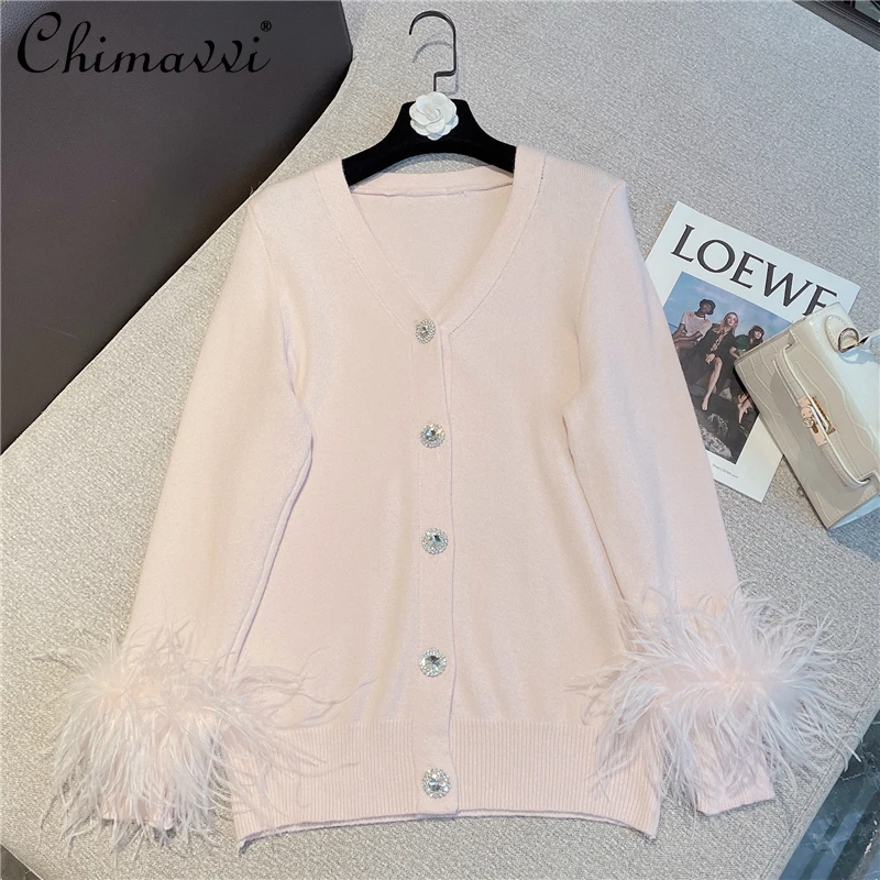 2021 Winter Women Clothes Korean Fashion Slim Fit Sexy V-neck Feather Sleeve Sweater Heavy Rhinestone Buckle Knitted Cardigan
2021 Winter Women Clothes Korean Fashion Slim Fit Sexy V-neck Feather Sleeve Sweater Heavy Rhinestone Buckle Knitted Cardigan