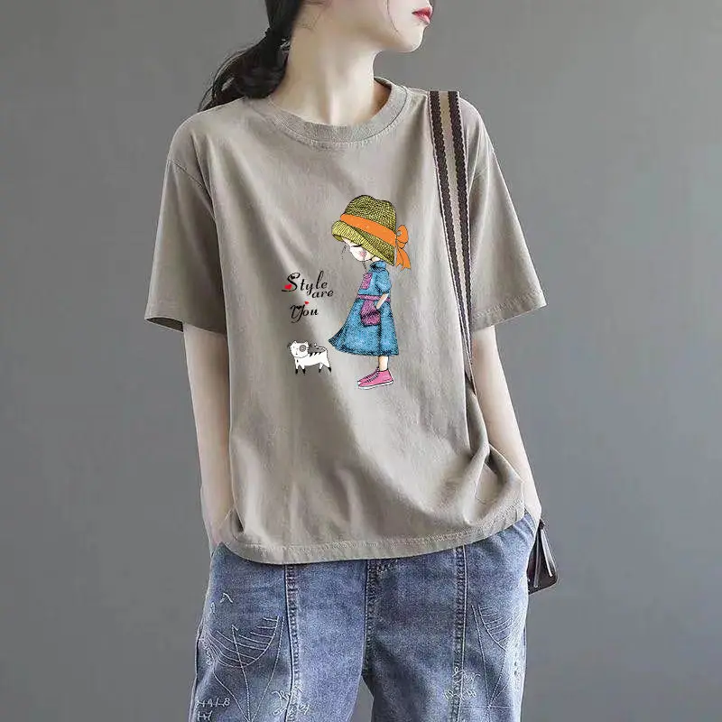 Женская хлопковая футболка с коротким рукавом и круглым вырезом, большого размера
Женская хлопковая футболка с коротким рукавом и круглым вырезом, большого размера