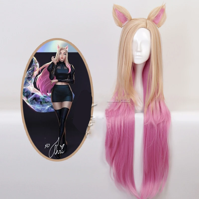 Game LOL KDA Baddest Ahri Cosplay Wig Blonde Mixed Pink Wigs With Ears League Of Legends Cosplay Halloween Wig For Women CS422
Game LOL KDA Baddest Ahri Cosplay Wig Blonde Mixed Pink Wigs With Ears League Of Legends Cosplay Halloween Wig For Women CS422