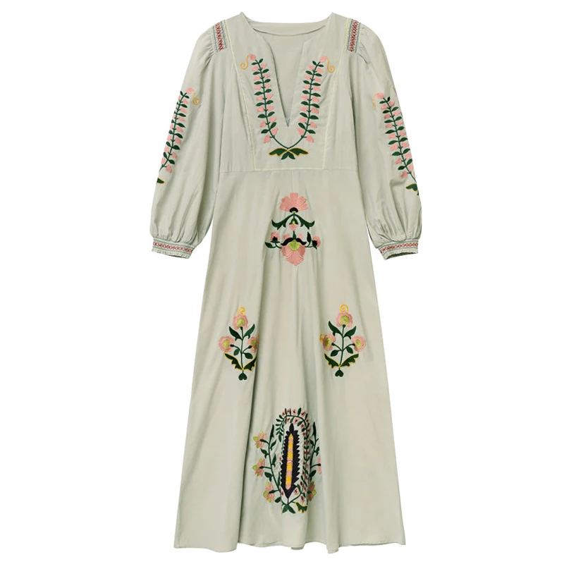 ZAAHOPop Nice Pop Women Summer Positioning Heavy Industry Embroidery Craft V-neck Long Dress Bohemian Holiday Style Ladies 
ZAAHOPop Nice Pop Women Summer Positioning Heavy Industry Embroidery Craft V-neck Long Dress Bohemian Holiday Style Ladies
