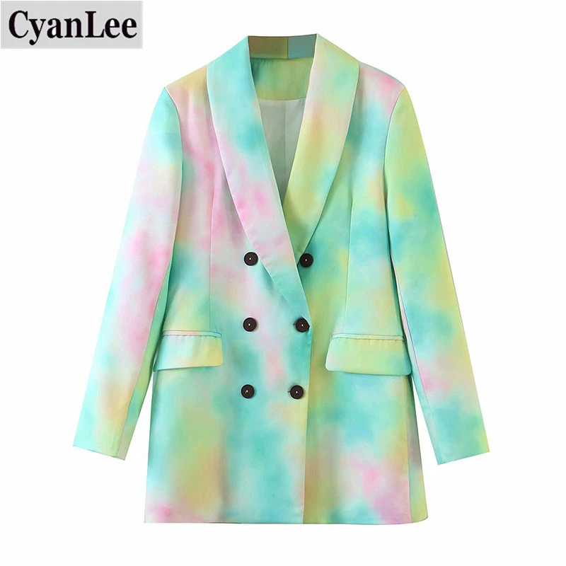 Cyanlee Women Tie-dye Hit Color Double Breasted Blazer New Lapel Long Sleeve Loose Jacket Fashion Tide Spring Autumn 2020 Tops
Cyanlee Women Tie-dye Hit Color Double Breasted Blazer New Lapel Long Sleeve Loose Jacket Fashion Tide Spring Autumn 2020 Tops