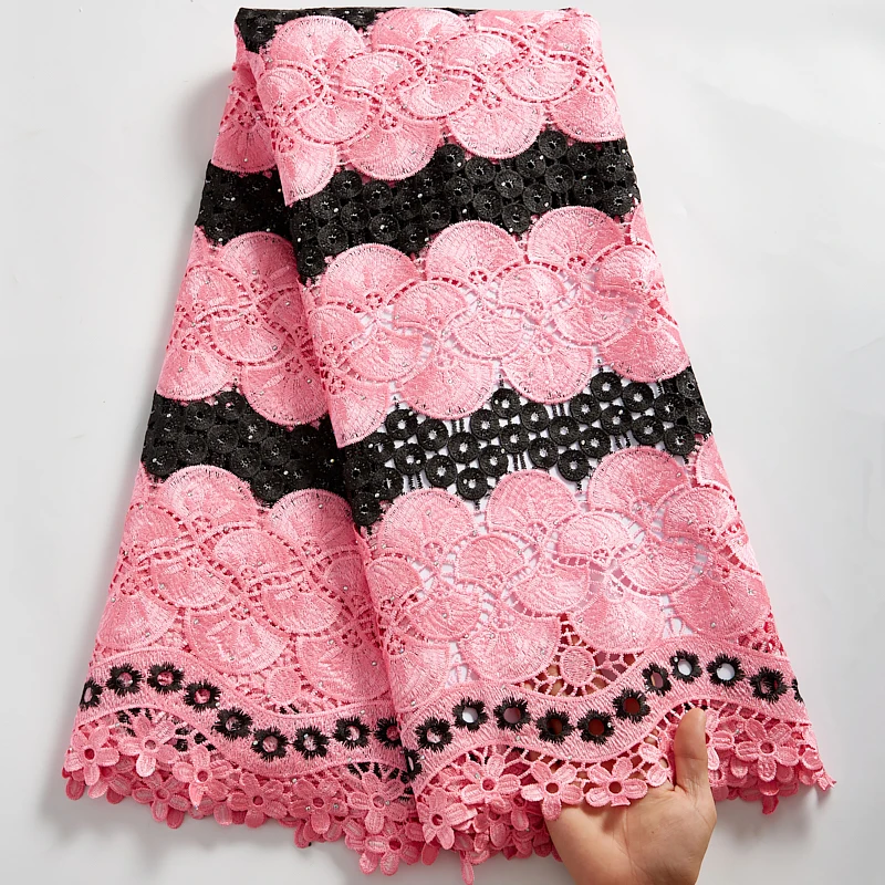 Pink African Guipure Cord Lace Fabric Embroidery Nigerian Water Soluble Cord Lace Fabric With Stones For Wedding Party Y2546
Pink African Guipure Cord Lace Fabric Embroidery Nigerian Water Soluble Cord Lace Fabric With Stones For Wedding Party Y2546