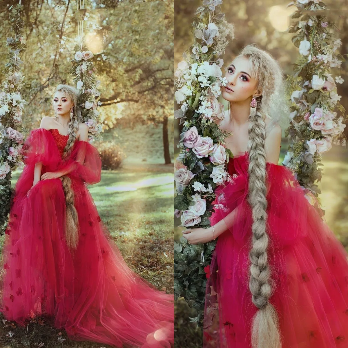Red Flowers Appliques Tulle Bridal Bathrobes With Detachable Sleeveless Wedding Sleepwear Prom Nightgowns Party Wear For Photo
Red Flowers Appliques Tulle Bridal Bathrobes With Detachable Sleeveless Wedding Sleepwear Prom Nightgowns Party Wear For Photo