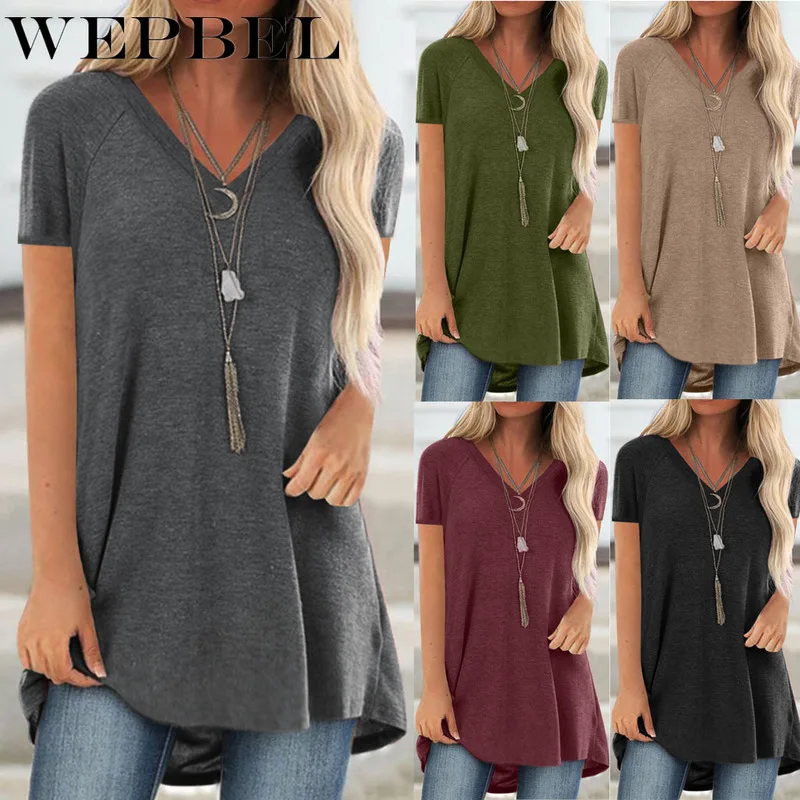 Женская летняя рубашка WEPBEL, Женский Повседневный Свободный пуловер с коротким рукавом и V-образным вырезом, топ, новинка 2020 года, модный топ
Женская летняя рубашка WEPBEL, Женский Повседневный Свободный пуловер с коротким рукавом и V-образным вырезом, топ, новинка 2020 года, модный топ