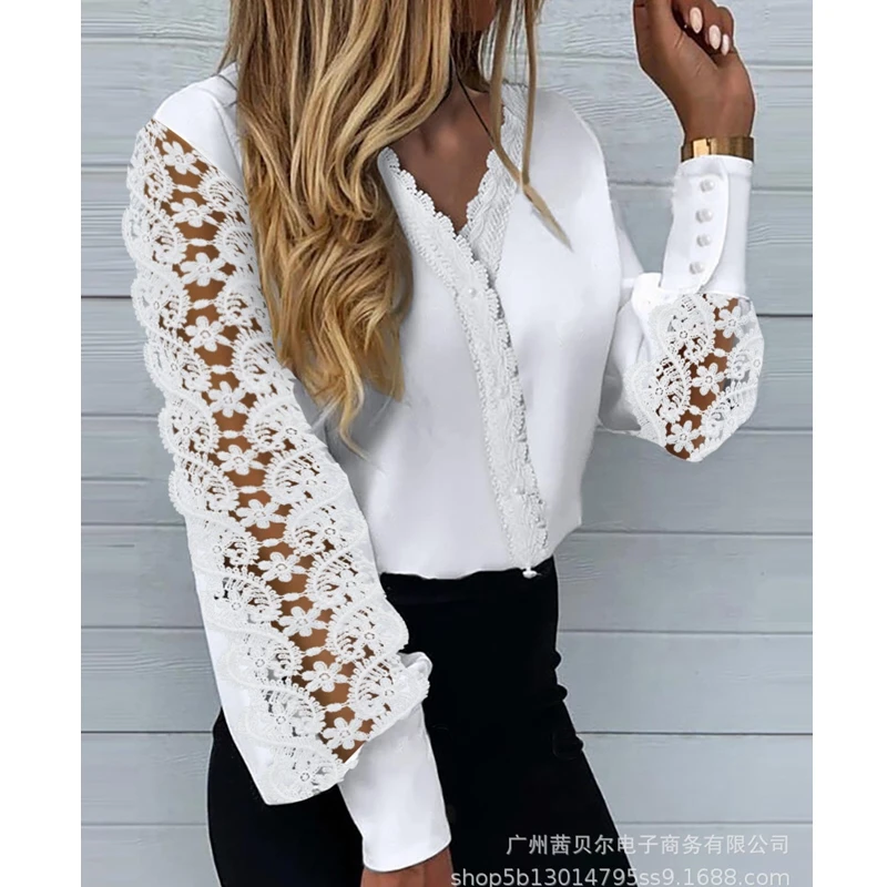 Mandylandy Shirt Summer Long-Sleeve V-neck Cardigan Lantern Sleeve Shirt Women's Casual Heart Printing Slim Lace Stitching Shirt
Mandylandy Shirt Summer Long-Sleeve V-neck Cardigan Lantern Sleeve Shirt Women's Casual Heart Printing Slim Lace Stitching Shirt