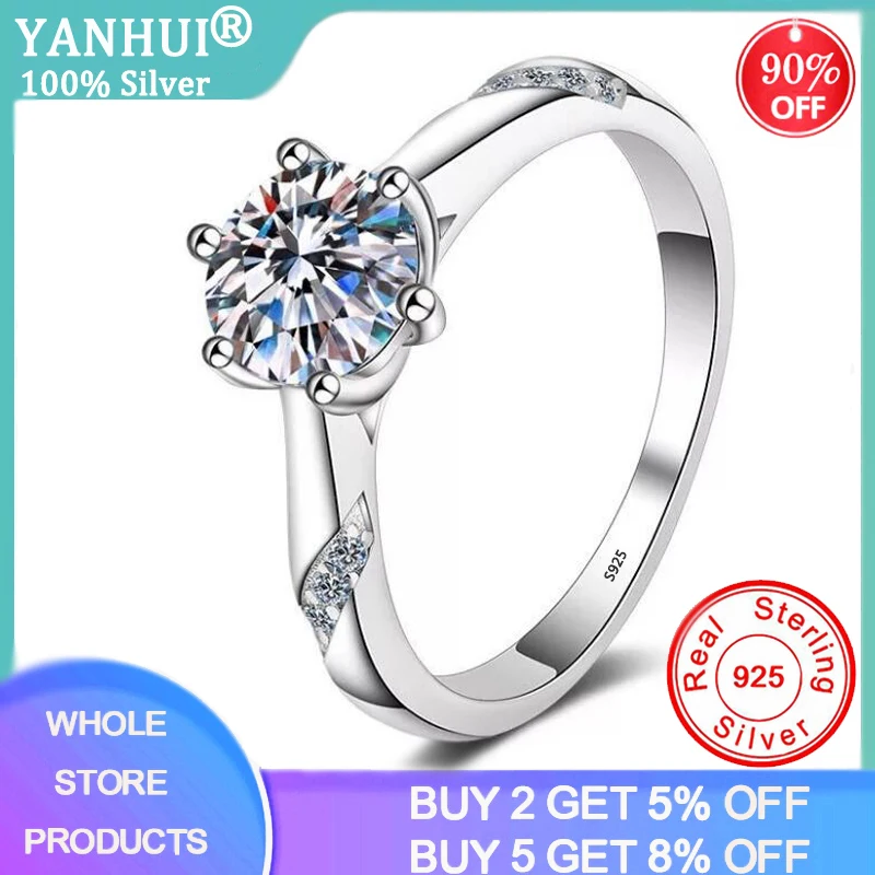 Sent Certificate! 100% Original 925 Sterling Silver Rings Classic 6-claw Setting 1 Carat Lab Diamond Wedding Band With Gift Box
Sent Certificate! 100% Original 925 Sterling Silver Rings Classic 6-claw Setting 1 Carat Lab Diamond Wedding Band With Gift Box