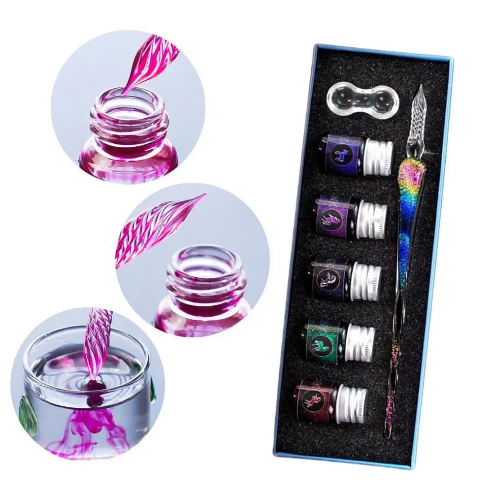 Rainbow Glass Fountain Pen Water Set Student Crystal Art Box Ink Pen Gift Creative Handmade Stationery Dip Pen Supplies V8W6
Rainbow Glass Fountain Pen Water Set Student Crystal Art Box Ink Pen Gift Creative Handmade Stationery Dip Pen Supplies V8W6