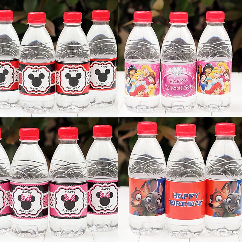 6pcs Happy Birthday Mickey Minnie Water Bottle Label Baby Shower Disney princess Theme Water Bottle Sticker Party Kids Decoratio
6pcs Happy Birthday Mickey Minnie Water Bottle Label Baby Shower Disney princess Theme Water Bottle Sticker Party Kids Decoratio