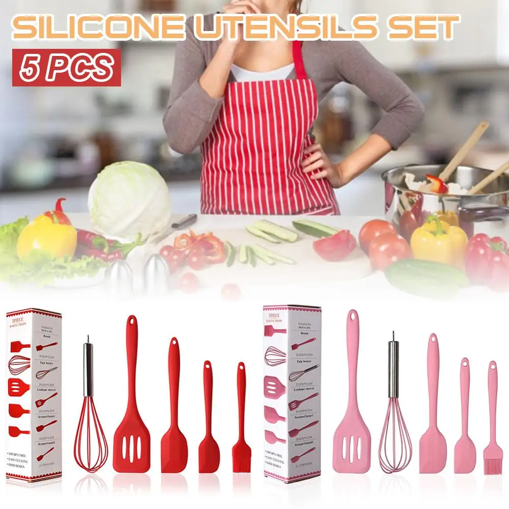 5pcs Silicone Utensils Set Heat-Resistant Kitchen Cookware Non-Slip with Spatula/Oil Brush/Whisk Fast delivery Dropshipping CSV
5pcs Silicone Utensils Set Heat-Resistant Kitchen Cookware Non-Slip with Spatula/Oil Brush/Whisk Fast delivery Dropshipping CSV