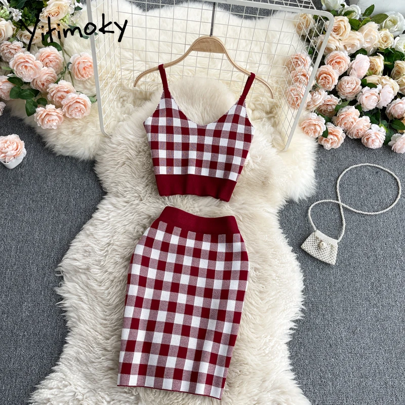 Yitimoky 2 Piece Plaid High Waist Skirts Sets Women Knitted Tank Tops Sleeveless V-Neck Crop Tops 2021 Summer Korean Fashion New
Yitimoky 2 Piece Plaid High Waist Skirts Sets Women Knitted Tank Tops Sleeveless V-Neck Crop Tops 2021 Summer Korean Fashion New