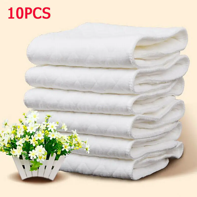 10Pcs/lot Baby Reusable Cloth Diapers Inserts 1 piece 3 Layer Diaper Insert 100% Cotton Washable Baby Cloth Diaper
10Pcs/lot Baby Reusable Cloth Diapers Inserts 1 piece 3 Layer Diaper Insert 100% Cotton Washable Baby Cloth Diaper