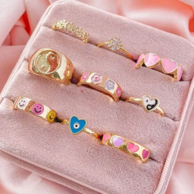 Fashion Korean Y2K Smiley Heart Flower Rings Cute Star Enamel Ring For Women Wedding Party Birthday Anniversary Gifts Jewelry
Fashion Korean Y2K Smiley Heart Flower Rings Cute Star Enamel Ring For Women Wedding Party Birthday Anniversary Gifts Jewelry