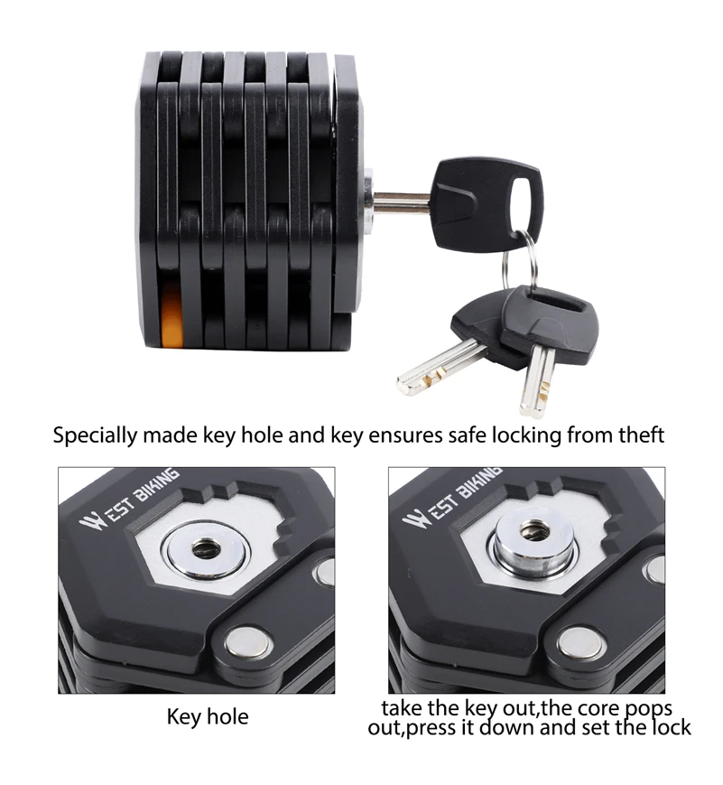 WEST BIKING Foldable Bike Lock MTB Road Bicycle Hamburg Lock High Security Anti-Theft Scooter Electric E-Bike Cycling Chain Lock
WEST BIKING Foldable Bike Lock MTB Road Bicycle Hamburg Lock High Security Anti-Theft Scooter Electric E-Bike Cycling Chain Lock