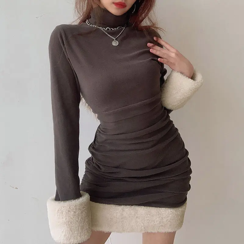 2021 New Slim Fur Stitching Warm Mini Dress Women's Turtleneck Sexy Slim Autumn Winter Dresses Korean Girl Female
2021 New Slim Fur Stitching Warm Mini Dress Women's Turtleneck Sexy Slim Autumn Winter Dresses Korean Girl Female