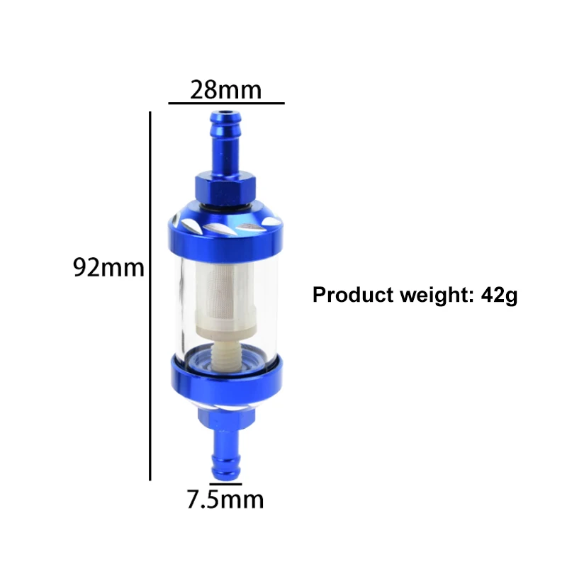 8mm Universal Motorcycle Fuel Filter CNC Aluminum Alloy Glass Gas Fuel Gasoline Oil Filter for ATV Dirt Pit Off-Road
8mm Universal Motorcycle Fuel Filter CNC Aluminum Alloy Glass Gas Fuel Gasoline Oil Filter for ATV Dirt Pit Off-Road