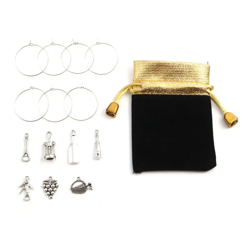 7 PCs/Set Zinc Alloy Wine Glass Charms Beer Opener Pendant Drink Wine Cup Ring Recognizer With Bag Antique Silver Color 33x30mm
7 PCs/Set Zinc Alloy Wine Glass Charms Beer Opener Pendant Drink Wine Cup Ring Recognizer With Bag Antique Silver Color 33x30mm