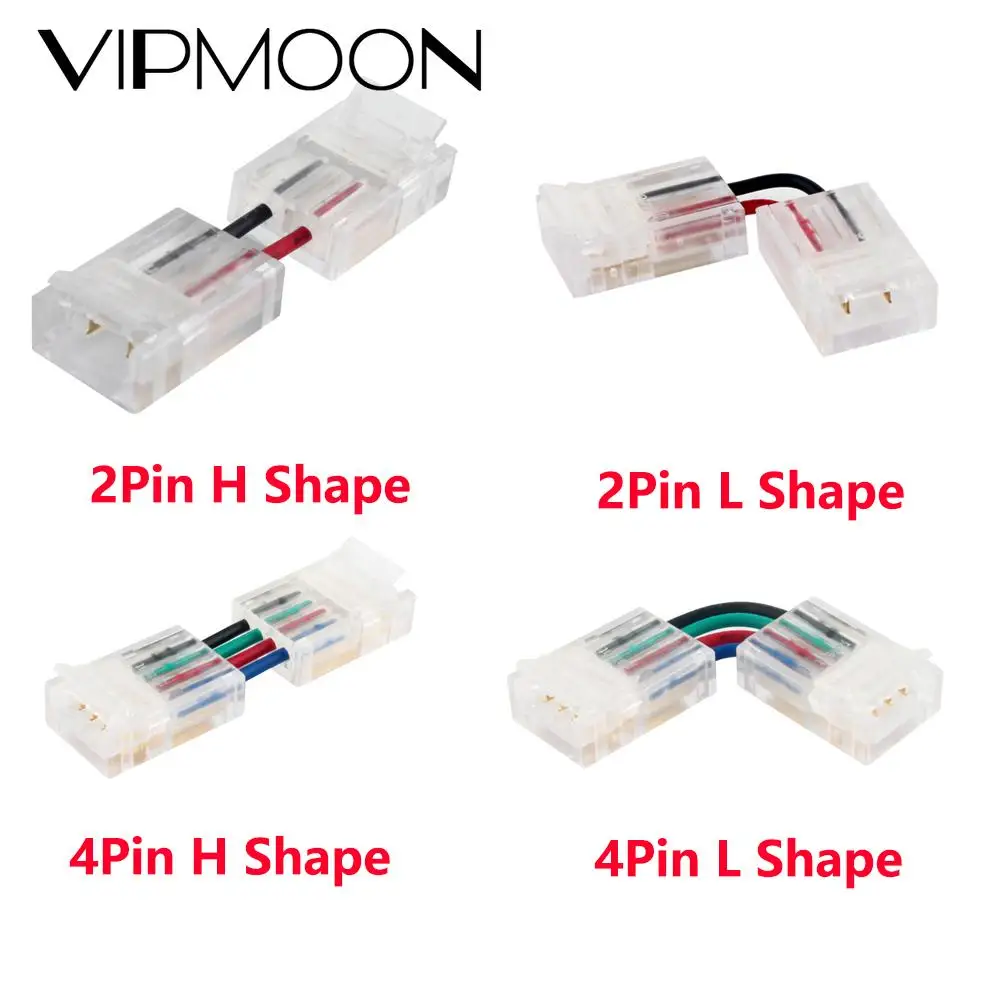 

5pcs 2pin 4pin L Shape LED Connector For connecting corner right angle 5050 RGB 3528 LED Strip Push-in Terminal Block Conectors