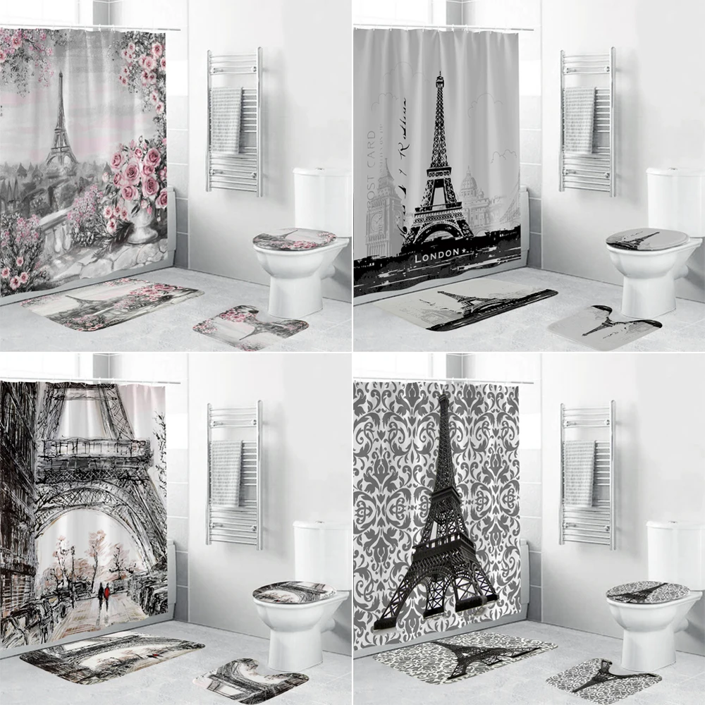 3D Paris Eiffel Tower Shower Curtain Black and White Towers Bathroom Curtains Set Non-Slip Rugs Toilet Lid Cover Mat Carpet
3D Paris Eiffel Tower Shower Curtain Black and White Towers Bathroom Curtains Set Non-Slip Rugs Toilet Lid Cover Mat Carpet