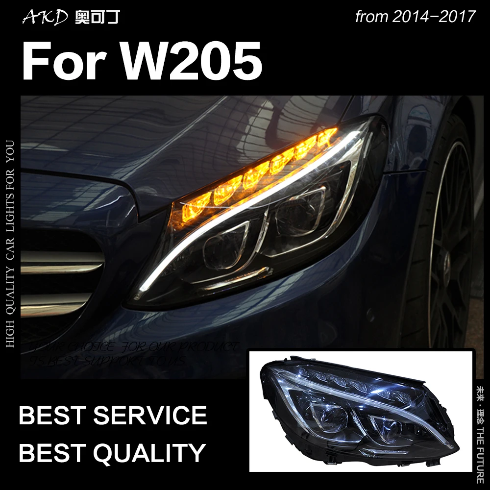 АКД стайлинга автомобилей фара для W205 фары 2014-2017 C300 C260 Новинка светодиодный