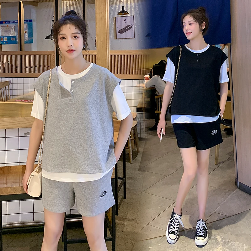 360# Summer Casual Cotton Maternity Clothing Sets Sports Casual Shirt + Belly Shorts Suits Clothes for Pregnant Women Pregnancy
360# Summer Casual Cotton Maternity Clothing Sets Sports Casual Shirt + Belly Shorts Suits Clothes for Pregnant Women Pregnancy