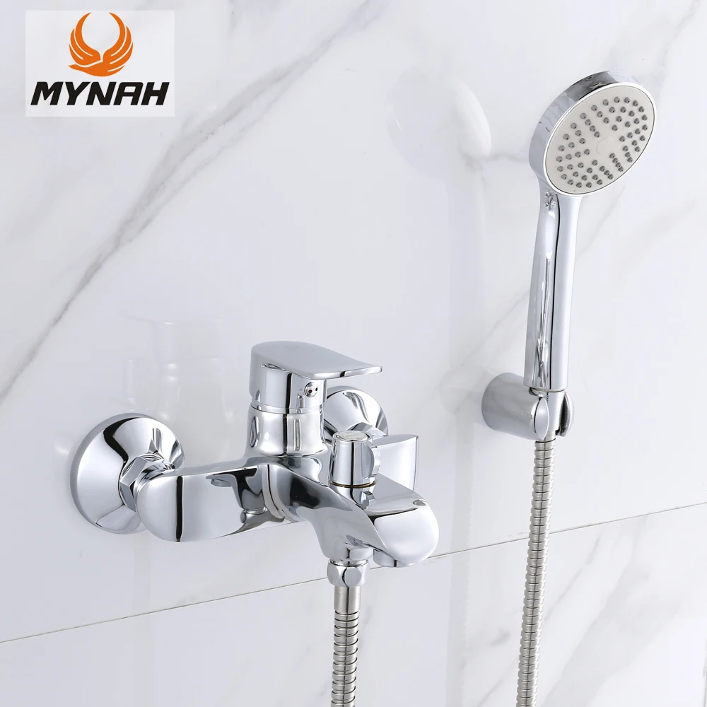 Хромированный настенный смеситель для душа myне, кран для ванной, для холодной и горячей воды, с ручкой для душа 
Хромированный настенный смеситель для душа myне, кран для ванной, для холодной и горячей воды, с ручкой для душа