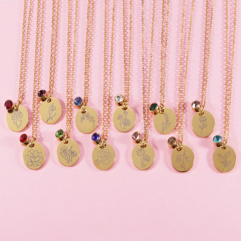 20Pcs Round Discs Laser Birth Flower Stone Pendant Necklaces Mirror Polish Stainless Steel Necklace For DIY Custom Womens Gifts
20Pcs Round Discs Laser Birth Flower Stone Pendant Necklaces Mirror Polish Stainless Steel Necklace For DIY Custom Womens Gifts