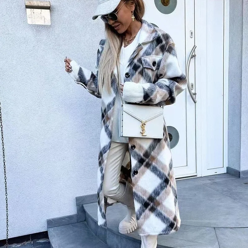 Vintage Plaid Coat X-Long Oversized Winter Coat Women Elegant Long Sleeve Single Breasted Office Lady Streetwear Outwear Fashion
Vintage Plaid Coat X-Long Oversized Winter Coat Women Elegant Long Sleeve Single Breasted Office Lady Streetwear Outwear Fashion