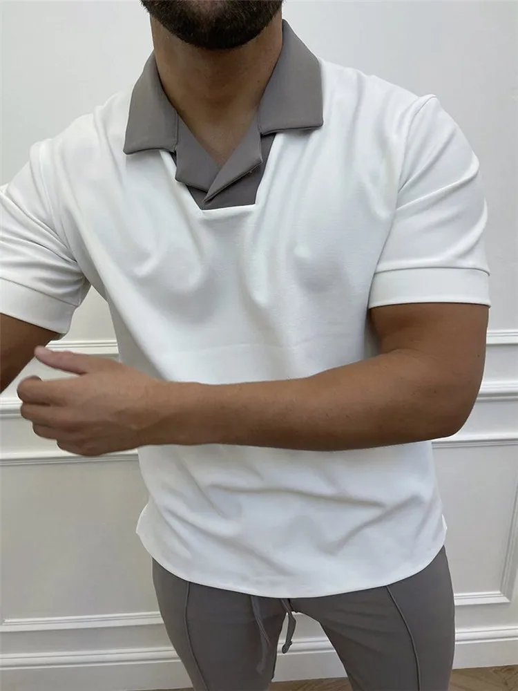 Men Slim Polos Solid Color Tops Collar Patchwork Men Polo Shirts Summer Casual Short Sleeve Mens Shirts Turn-Down Collar TEES
Men Slim Polos Solid Color Tops Collar Patchwork Men Polo Shirts Summer Casual Short Sleeve Mens Shirts Turn-Down Collar TEES