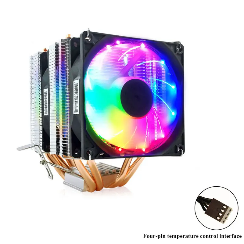 Luminous Mute CPU Cooler 4 Heat Pipe 3PIN 12V For Intel LGA 1150 1151 1155 Core I3 I5 I7 AMD FM1 FM2 AM4 AM3 Ryzen Full Range | Компьютеры