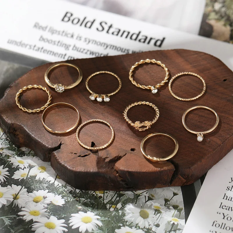 10pcs/set Bohemian Geometric Rings Sets Rhinestone Pearl Gold Chain Opening Rings For Women Jewelry Accessories Gifts
10pcs/set Bohemian Geometric Rings Sets Rhinestone Pearl Gold Chain Opening Rings For Women Jewelry Accessories Gifts