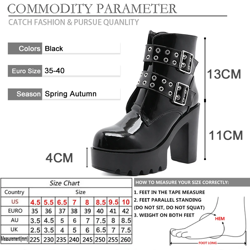 BYQDY High Heels Woman Boots Block Heel Gothic Black Punk Platform Shoes Patent Leather Round Toe Buckle Boots For Christmas
BYQDY High Heels Woman Boots Block Heel Gothic Black Punk Platform Shoes Patent Leather Round Toe Buckle Boots For Christmas