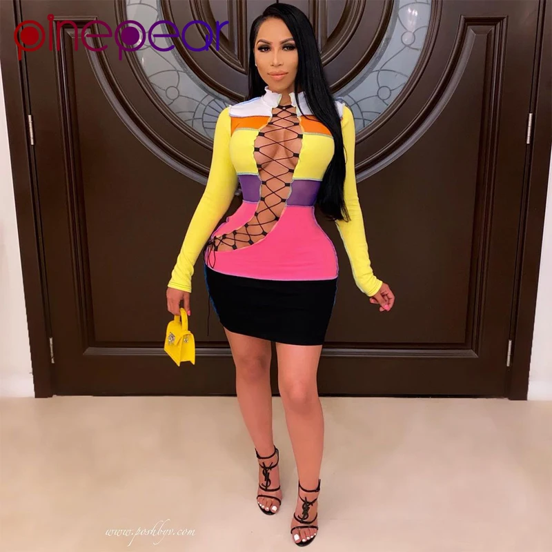 PinePear New Womens Hollow Out Bodycon Lace-Up Colorful Print Sexy Dress Casual Long Sleeve Bandage Party Club Dresses Wholesale
PinePear New Womens Hollow Out Bodycon Lace-Up Colorful Print Sexy Dress Casual Long Sleeve Bandage Party Club Dresses Wholesale