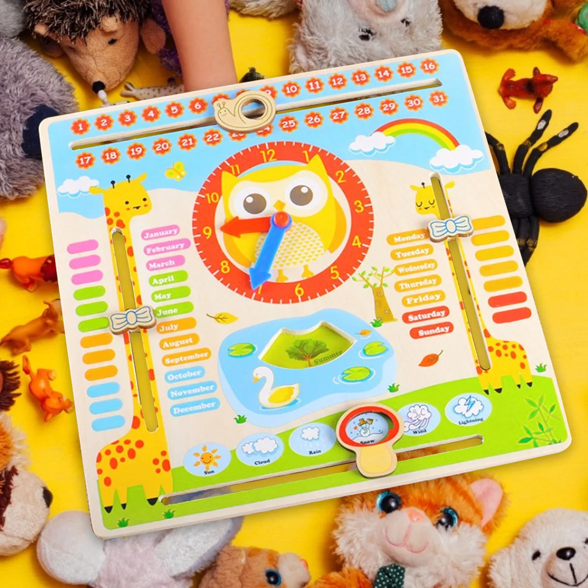 Wooden Montessori Toys Baby Weather Season Calendar Clock Time Cognition Preschool Education Teaching Aids Toy for Children
Wooden Montessori Toys Baby Weather Season Calendar Clock Time Cognition Preschool Education Teaching Aids Toy for Children