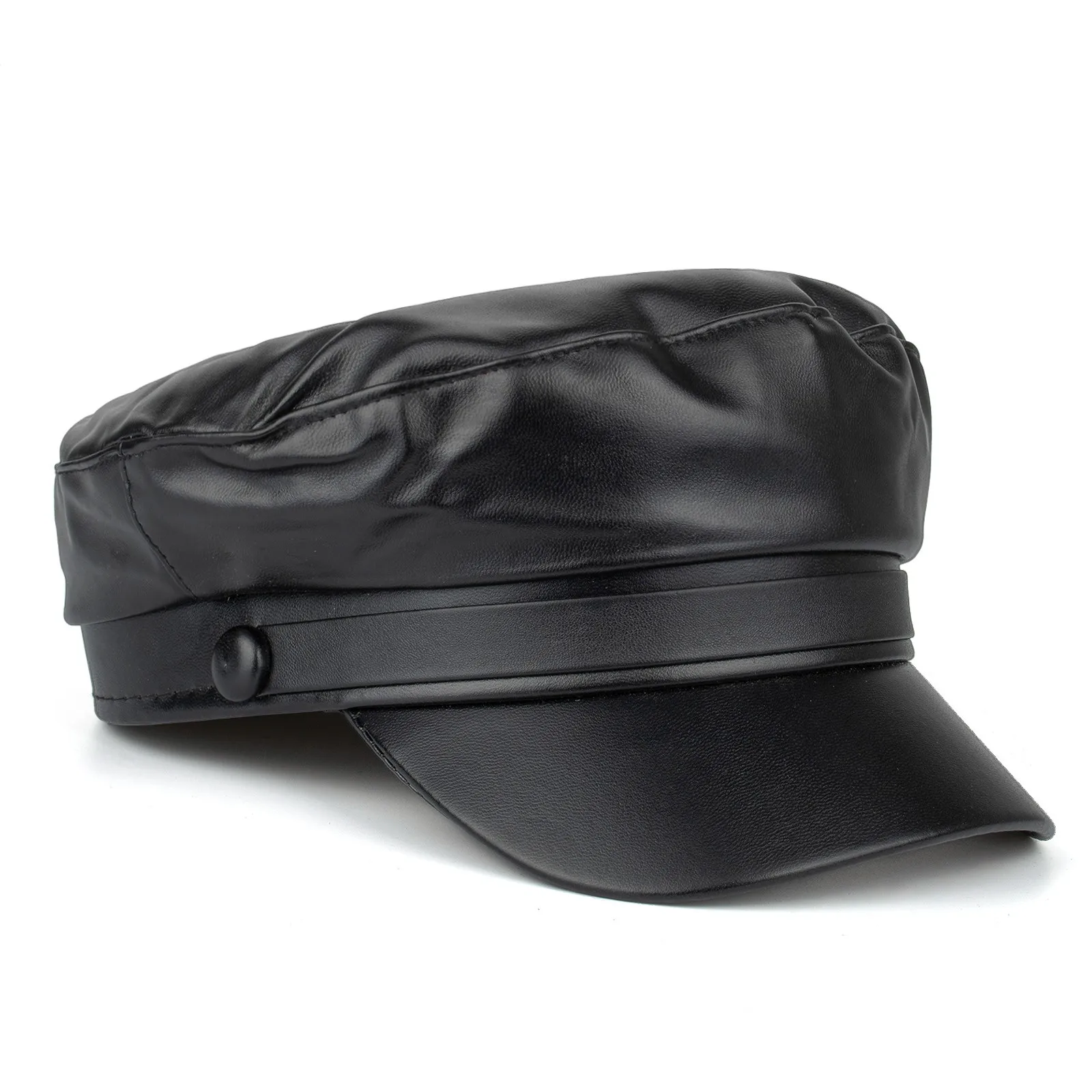 Pu Leather Military Caps Unisex Spring Autumn Sailor Hats For Women Men Black Grey Flat Top Captain Cap Travel Cadet Hat 
Pu Leather Military Caps Unisex Spring Autumn Sailor Hats For Women Men Black Grey Flat Top Captain Cap Travel Cadet Hat
