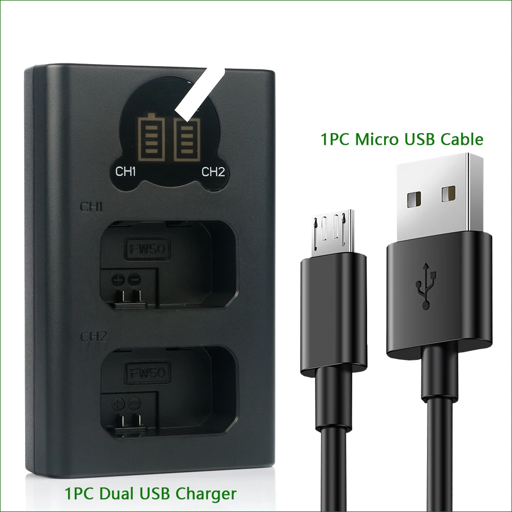 Двойное зарядное устройство USB NP-FW50 NP FW50 для Sony A6300 A6500 A5000 A5100 A7SII NEX 6 5R 5T 5N 3N C3 C5 F3
Двойное зарядное устройство USB NP-FW50 NP FW50 для Sony A6300 A6500 A5000 A5100 A7SII NEX 6 5R 5T 5N 3N C3 C5 F3