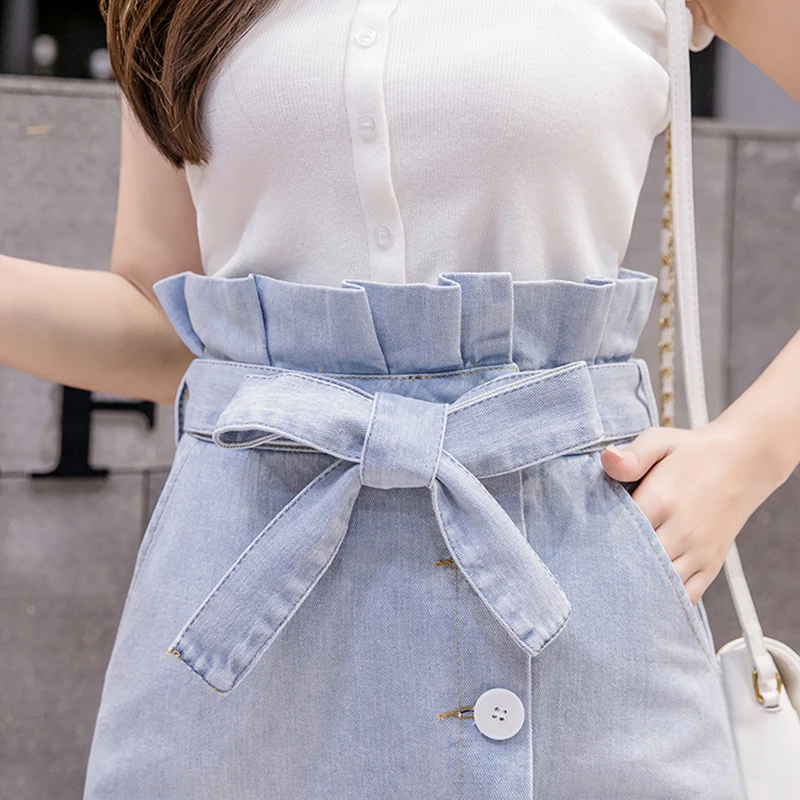 CHICEVER Solid Sashes Bowknot Denim Skirt For Women A Line High Waist Mini Temperament Skirts Female Summer Fashion New 2021
CHICEVER Solid Sashes Bowknot Denim Skirt For Women A Line High Waist Mini Temperament Skirts Female Summer Fashion New 2021