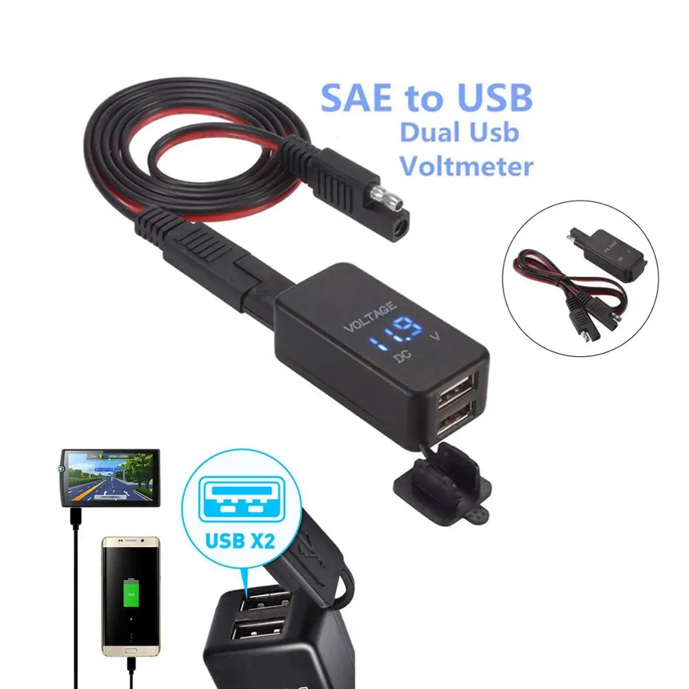 Переходник SAE-USB с вольтметром для мотоцикла, быстроразъемный штекер с двойным USB-зарядным устройством, дисплей напряжения а для смартфона
Переходник SAE-USB с вольтметром для мотоцикла, быстроразъемный штекер с двойным USB-зарядным устройством, дисплей напряжения а для смартфона