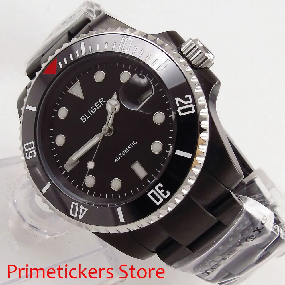 BLIGER 40mm black dial ceramic rotating bezel luminous sapphire glass PVD coated case automatic movement men's watch
BLIGER 40mm black dial ceramic rotating bezel luminous sapphire glass PVD coated case automatic movement men's watch