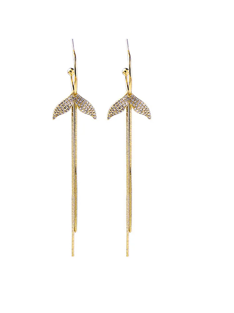 s925 Silver Needle Fishtail Jewelry Fashion Wild Earrings Female European and American Long Super Fairy Face Thin Stud Earrings 
s925 Silver Needle Fishtail Jewelry Fashion Wild Earrings Female European and American Long Super Fairy Face Thin Stud Earrings