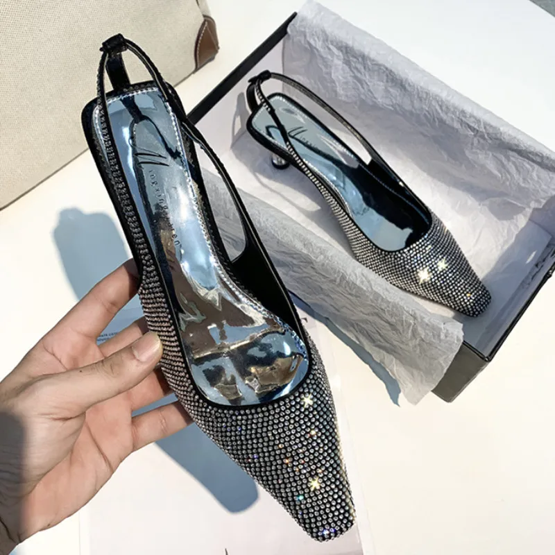 Для женщин пикантные сандалии со стразами летние Стразы Алмаз высокие каблуки