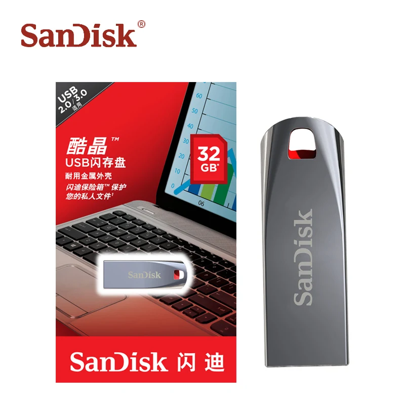 SanDisk Metal CZ71 USB флэш-накопитель 64 ГБ 32 16 8 2 0 Pendirve оригинальная флеш-память Флешка usb