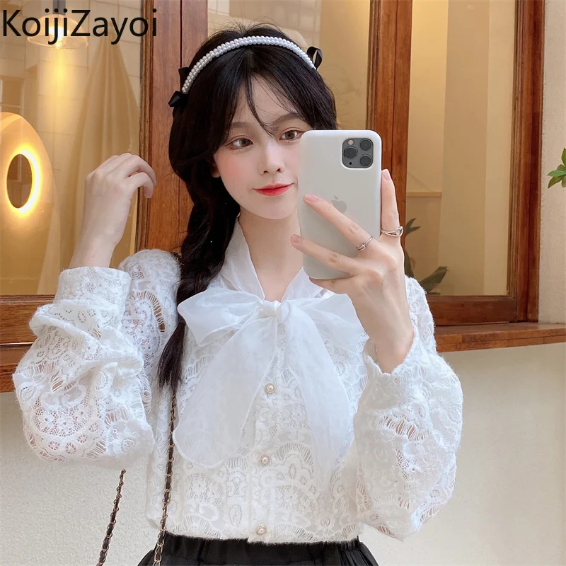 Koijizayoi French Style Bow Blouse Long Sleeves Fashion Office Lady Solid Elegant Lace Shirt Spring Autumn 2022 New Blusas
Koijizayoi French Style Bow Blouse Long Sleeves Fashion Office Lady Solid Elegant Lace Shirt Spring Autumn 2022 New Blusas