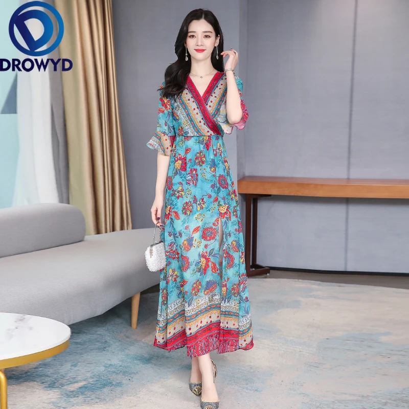 Summer Maxi Dress New Fashion Women Pink Print Sexy V-neck Thin Chiffon Floral BohoTropical Party Elegant Runway Dress Vestidos
Summer Maxi Dress New Fashion Women Pink Print Sexy V-neck Thin Chiffon Floral BohoTropical Party Elegant Runway Dress Vestidos