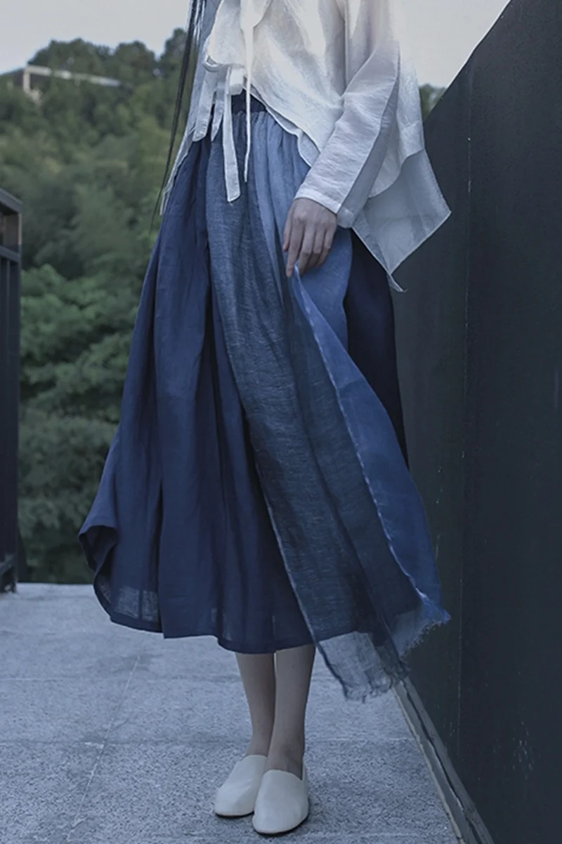 UMI MAO Spring And Autumn Homemade Linen Wandering Folded Blue Flap Skirt Chinese Style Hanfu Women Harajuku Skirts Womens
UMI MAO Spring And Autumn Homemade Linen Wandering Folded Blue Flap Skirt Chinese Style Hanfu Women Harajuku Skirts Womens