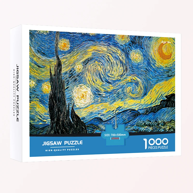 New Colorful Starry Sky Van Gogh Art Puzzle 1000 Pieces Gift Box Top Quality Card Paper Jigsaw Game Toy for Baby Friend Adult
New Colorful Starry Sky Van Gogh Art Puzzle 1000 Pieces Gift Box Top Quality Card Paper Jigsaw Game Toy for Baby Friend Adult